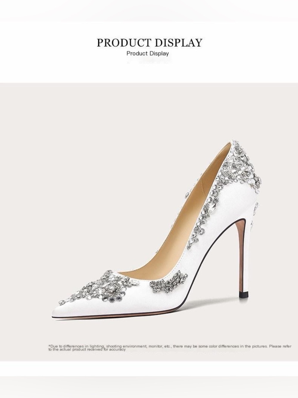White Crystal Embellished Pointed Toe Flats